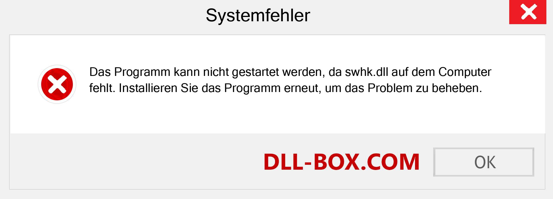 swhk.dll-Datei fehlt?. Download für Windows 7, 8, 10 - Fix swhk dll Missing Error unter Windows, Fotos, Bildern